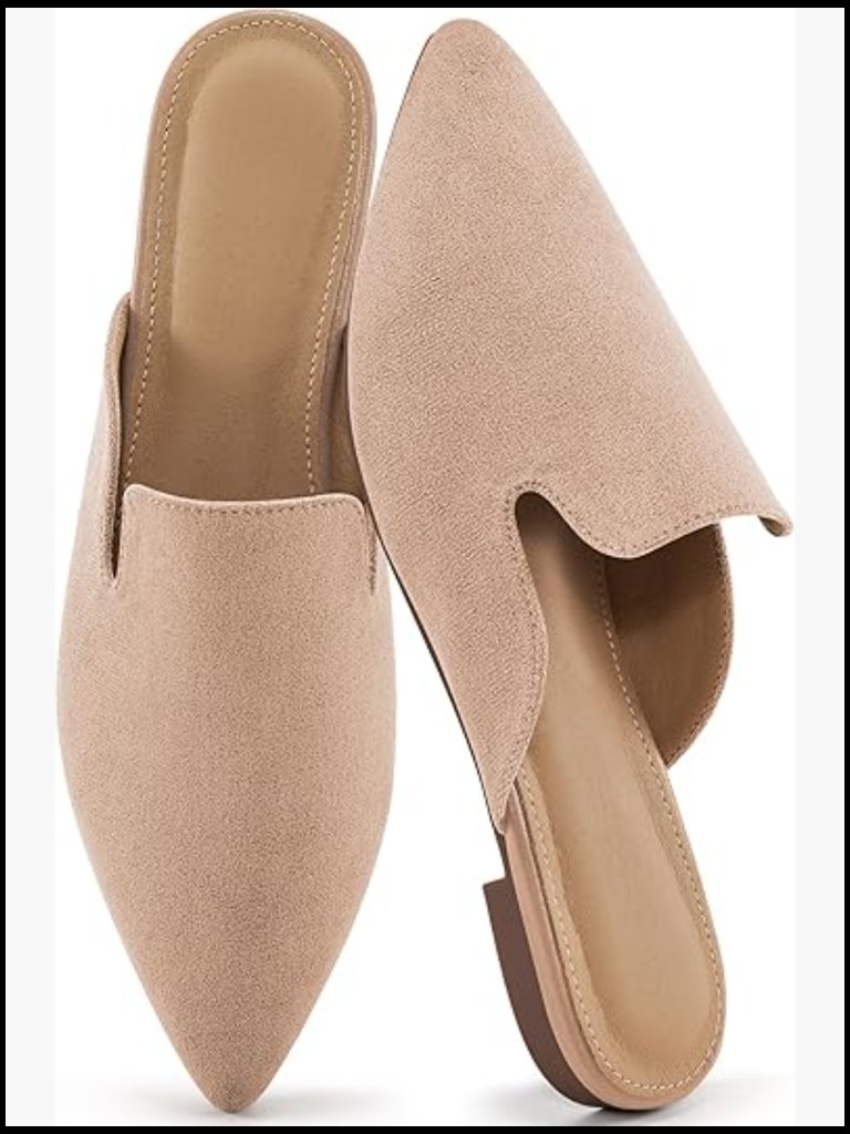 Pointed Toe Mules Elegant Slip On Flats Comfortable Work Shoes Chic Minimal